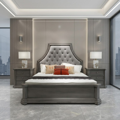 Dormitorio cama matrimonial diseño cama doble cama Chesterfield cama tapizada muebles