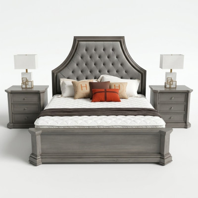 Dormitorio cama matrimonial diseño cama doble cama Chesterfield cama tapizada muebles