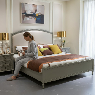 Juego de dormitorio cama + 2 mesitas de noche cómoda camas cama doble muebles 3 piezas madera