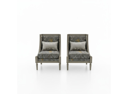 Sillón de lujo tapizado en textil de diseñador de un asiento, mueble nuevo.