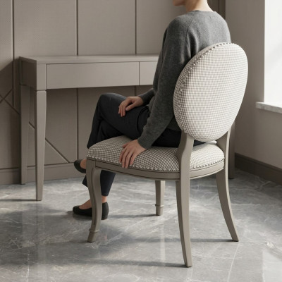 Comedor muebles de madera sillas lujo design silla tapizada gris silla de madera