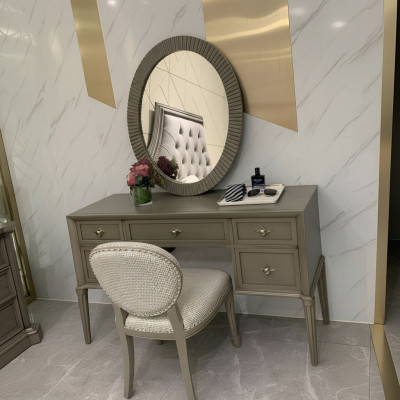 Vanity Mirror Stool Luxury Complete Bedroom Set 3-piece Wood Consoles