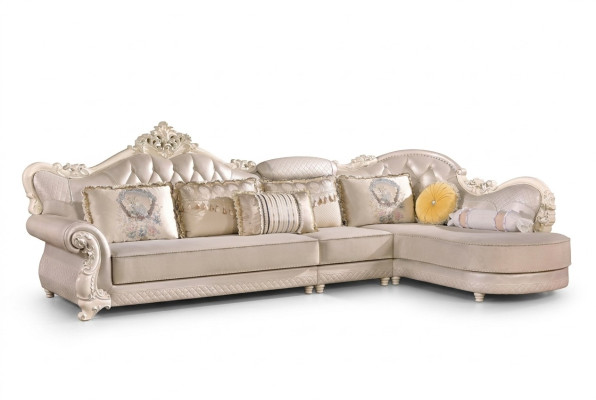 Sofá esquinero Chesterfield Sofá Tapizado Mueble Barroco Rococó Tela Cuero