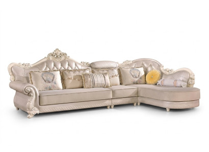 Sofá esquinero Chesterfield Sofá Tapizado Mueble Barroco Rococó Tela Cuero