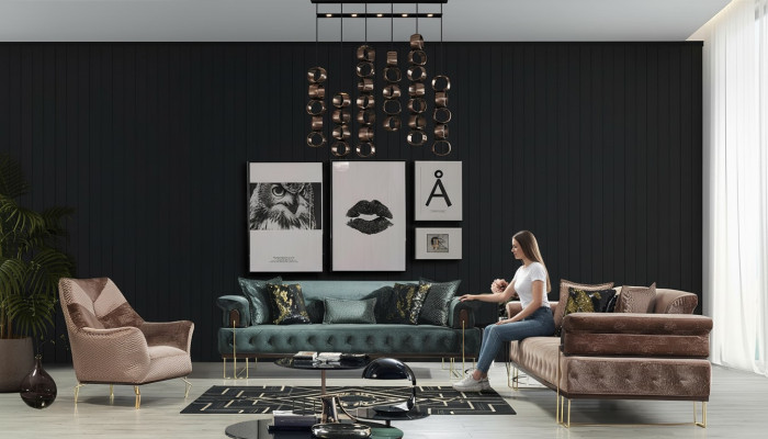 Conjunto de sofás Sofá Conjunto de sofás Sofás Sillón 3+3+1 asientos Tela Moderno