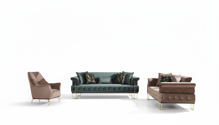 Conjunto de sofás Sofá Conjunto de sofás Sofás Sillón 3+3+1 asientos Tela Moderno