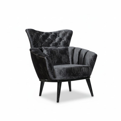 Mueble de diseño, sillón de diseño moderno, tela, salón negro.