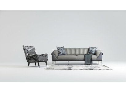Sofá conjunto 3+1 plazas conjunto de sala de estar sofá sillón sofá Nuevo Gris