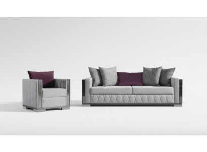 Muebles de sofá de plata conjunto de sofás Cojín de asiento conjunto de sofás 3+1 plazas Sofás