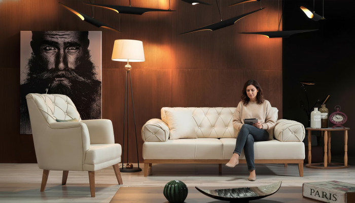 Conjunto de sofás sofá silla Sofá de tres plazas más un sillón beige