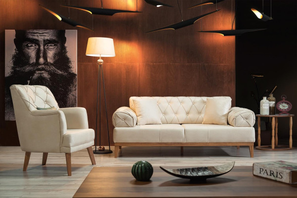 Conjunto de sofás sofá silla Sofá de tres plazas más un sillón beige