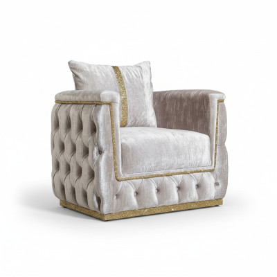 Silla Asiento Diseño Moderno Sala de Estar Tapizado Metal con Tela