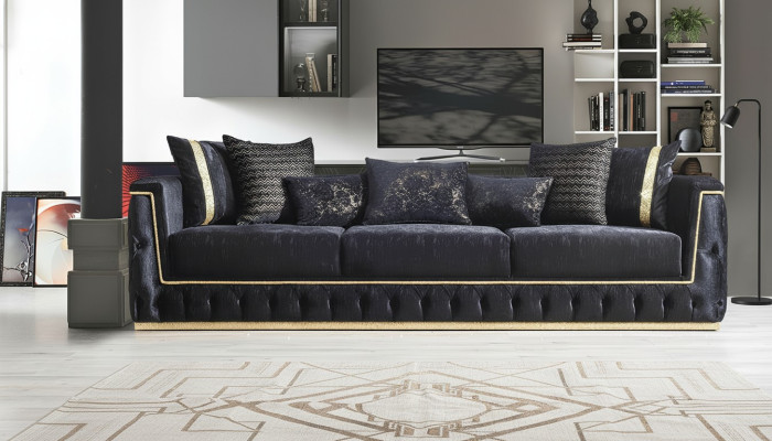 Sofá de tres plazas Sofás de 3 plazas Sofás tapizados Chesterfield con textil