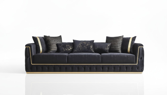 Sofá de tres plazas Sofás de 3 plazas Sofás tapizados Chesterfield con textil