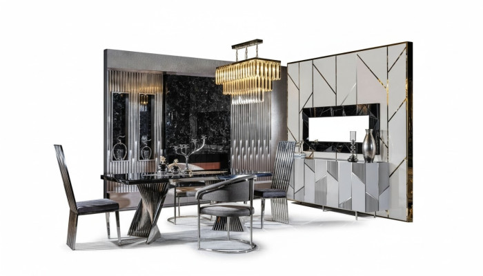 Juego de comedor mesa de comedor 4 sillas y aparador con espejo Muebles Nuevos