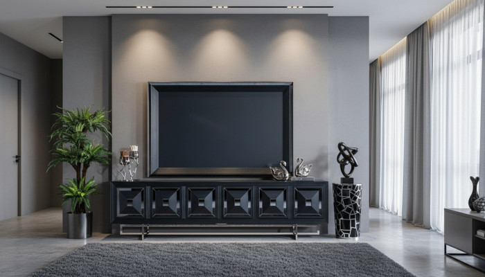 Mueble de TV para sala de estar, soporte de televisor, aparador, nuevo, color negro.