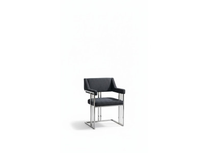 Silla de comedor de lujo de metal con estilo de silla textil moderna con respaldo.