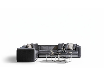 Sofá de esquina sofá sofá tapizado asiento esquina juego de salón forma de L madera con textil nuevo.