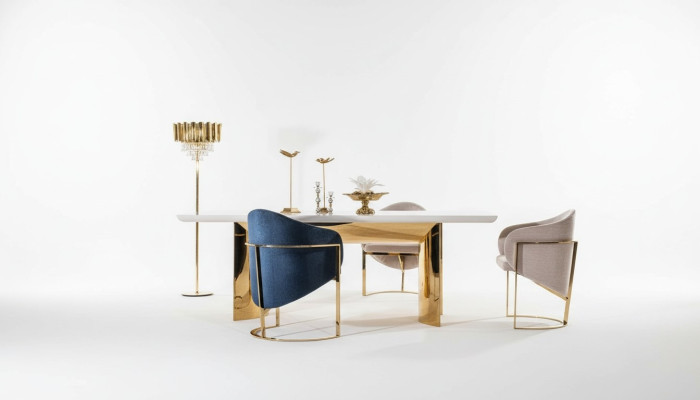 Silla de comedor de lujo, silla de metal con textil, nuevas sillas de estilo moderno.