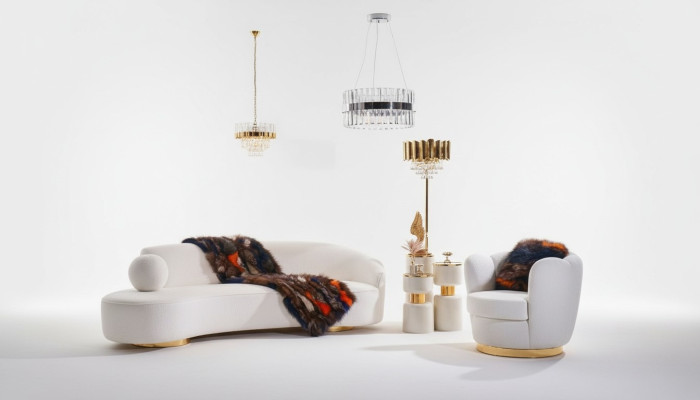 Sofá de lujo blanco, juego de sofá, sillón de 3+1 plazas, grupo de sofás de diseño en tela.