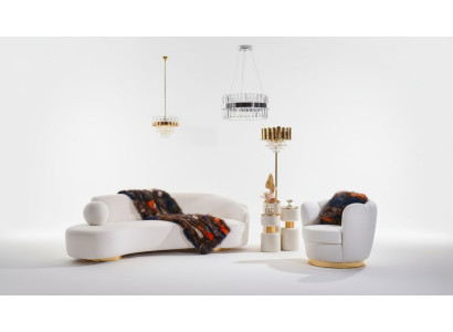 Sofá de lujo blanco, juego de sofá, sillón de 3+1 plazas, grupo de sofás de diseño en tela.