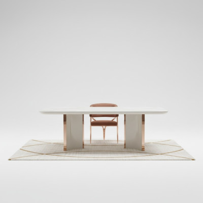 Mesa de lujo Mesa de comedor Mesa de comedor moderna de acero inoxidable dorado