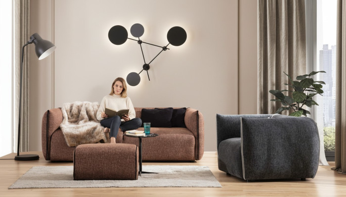 Luxus sofá 4+1 muebles sofá conjunto de sofás 2 piezas conjunto de sofás marrón