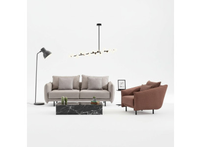 Conjunto de sofá, sofá de 3 plazas + 1 plaza, sillón, mesa con patas talladas, 2 piezas. Nuevo