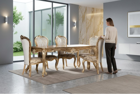 Mesa mesa de comedor mesa de comedor comedor madera mesas barrocas comedor de lujo muebles nuevos
