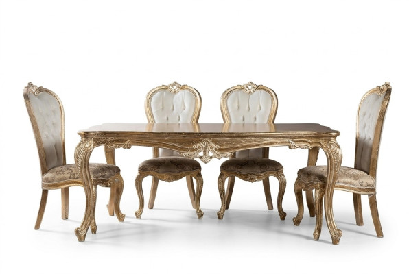 Sala de estar Conjunto de mesa y silla Grupo de accesorios Juego de madera Mesa Mesas Conjuntos barrocos de 5 piezas