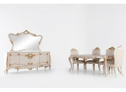 Juego de salón de 7 piezas. Mesa de comedor Silla. aparador Espejo Sillas de comedor Mesas
