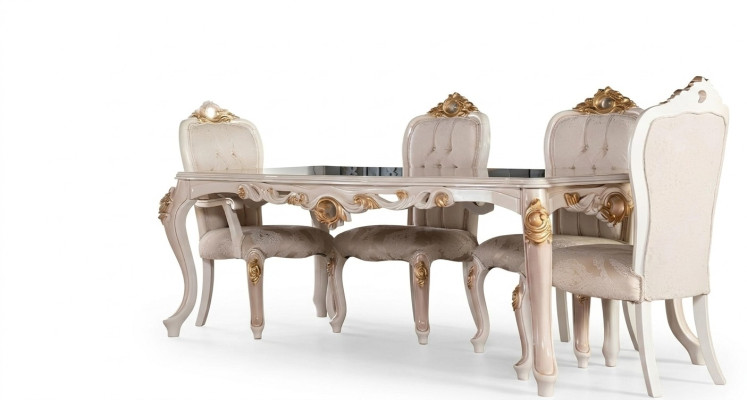 Comedor Mesa Silla Conjunto de lujo Silla de comedor Mesa Mesas Madera Grupo