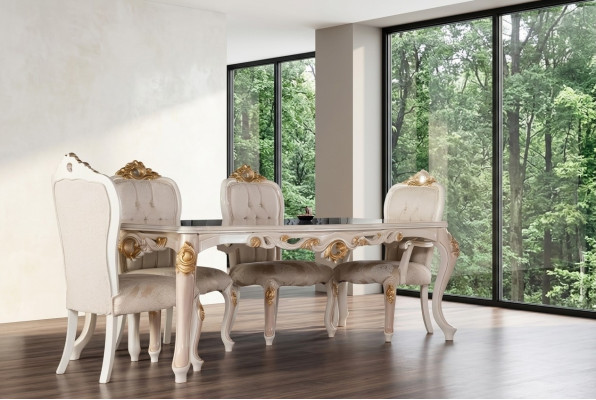 Grupo de 4 sillas de comedor de madera estilo muebles.