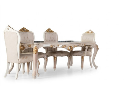 Grupo de 4 sillas de comedor de madera estilo muebles.
