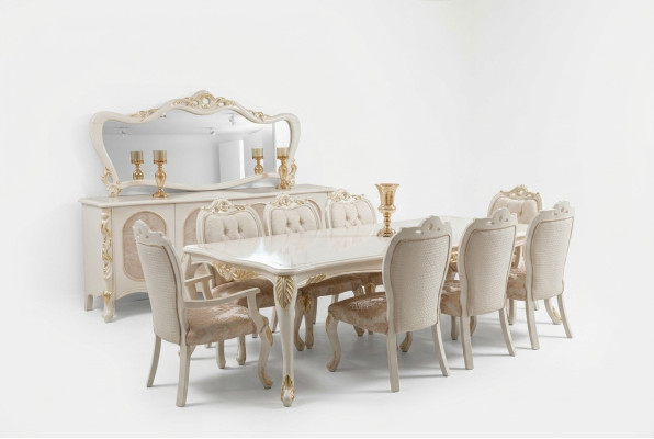 Mesas Mesa de comedor Mesa de comedor Comedor Madera Mesa Barroca Comedor de lujo Muebles Nuevos