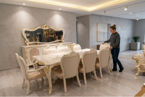 Establecer 8 sillas silla de comedor silla set de madera de lujo estilo comedor barroco grupo
