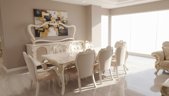 Establecer 8 sillas silla de comedor silla set de madera de lujo estilo comedor barroco grupo