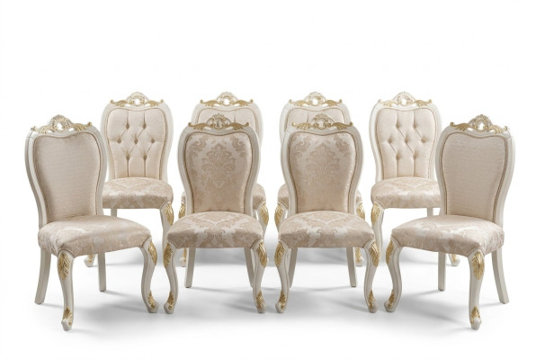 Establecer 8 sillas silla de comedor silla set de madera de lujo estilo comedor barroco grupo
