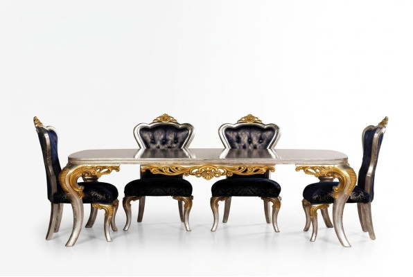 Set de 4 sillas de comedor silla de comedor silla de respaldo de lujo estilo de comedor de lujo barroco de 4 piezas.