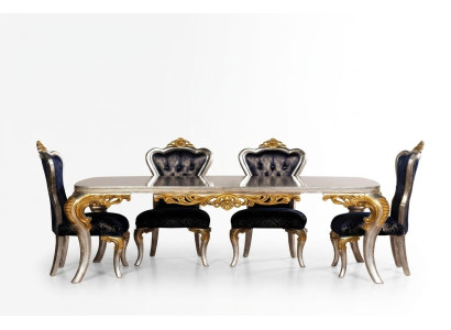 Set de 4 sillas de comedor silla de comedor silla de respaldo de lujo estilo de comedor de lujo barroco de 4 piezas.