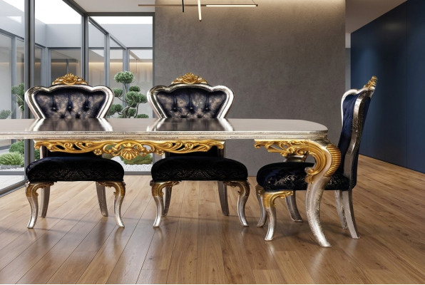 Silla de comedor 1x Silla de madera Lujo Comedor Estilo Esencial Barroco Rococó Sillas Nuevas