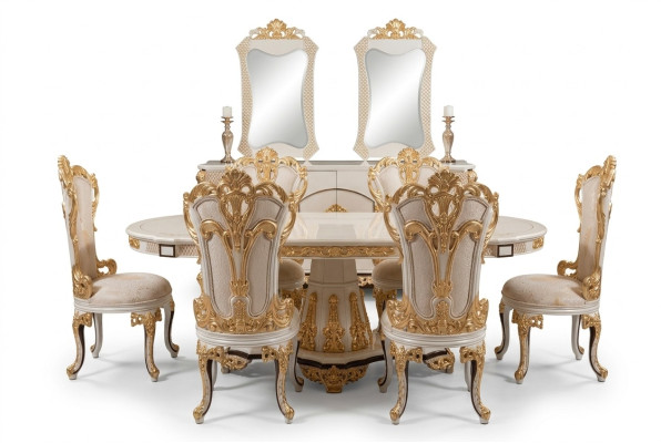 Mesa de comedor de lujo silla de mesa de comedor de madera mesa mesa sillas de comedor barroco grupo de muebles