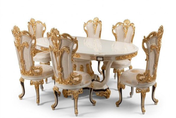 Grupo de 6 sillas de comedor de madera de lujo.