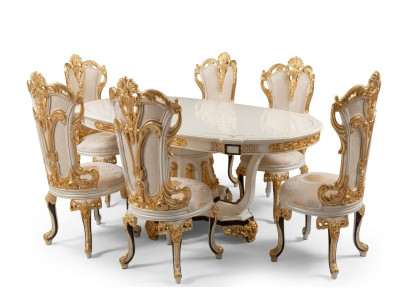 Grupo de 6 sillas de comedor de madera de lujo.