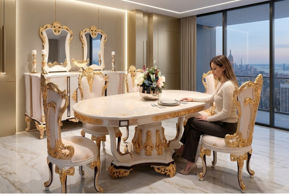 Mesa de comedor de lujo mesa de comedor comedor de madera mesas barrocas muebles de comedor nuevos