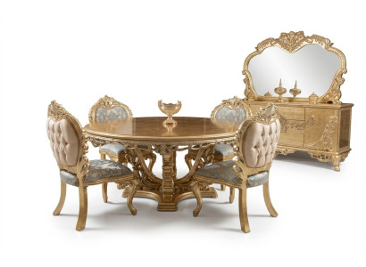 Lujo Conjunto de comedor Mesa Silla Cómoda Espejo Sillas Mesa 7 piezas.