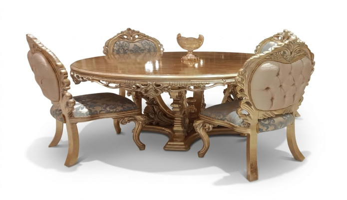 Mesa de comedor redonda Mesa de comedor Mesas de comedor Mesa Barroca de madera de lujo