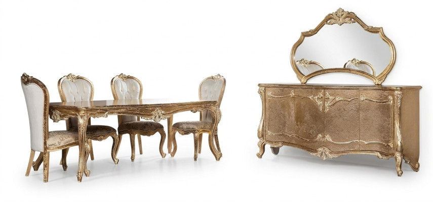 Comedor mesa silla grupo de salón set de madera mesa cajonera espejo set de 7 piezas