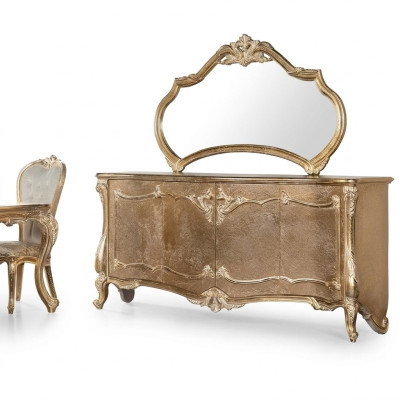 Juego de cómoda con espejo, juego de cómodas de madera, grupo de muebles barrocos.