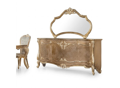 Juego de cómoda con espejo, juego de cómodas de madera, grupo de muebles barrocos.